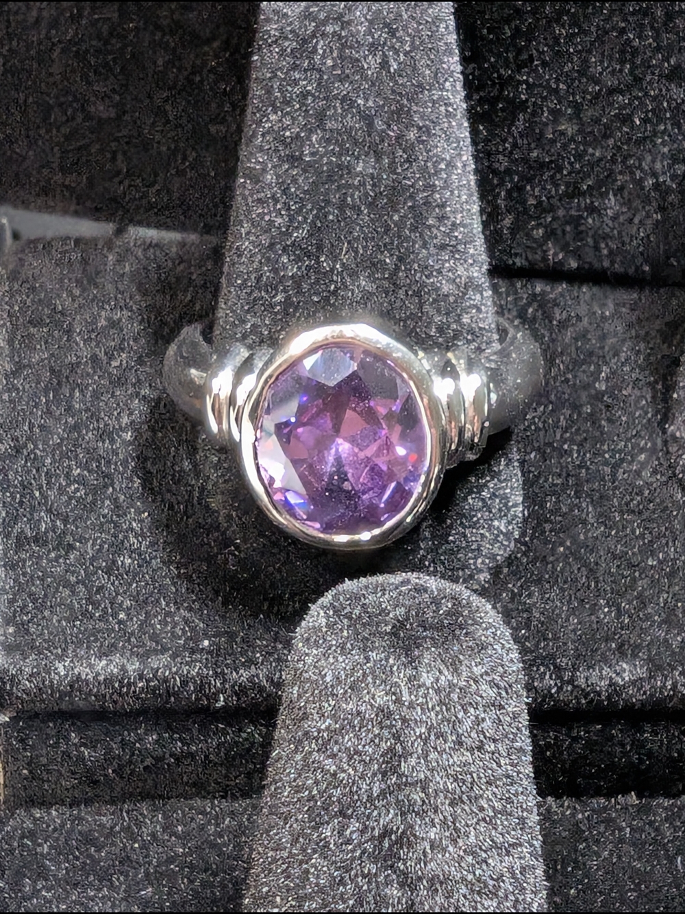 Silver Toned Purple Gemstone Ring. David Yurman Knockoff.
